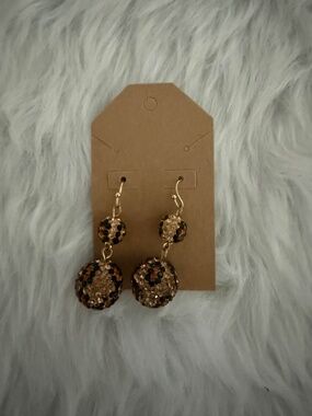 Cracker Barrel Leopard Print Rhinestone Pierced Earrings